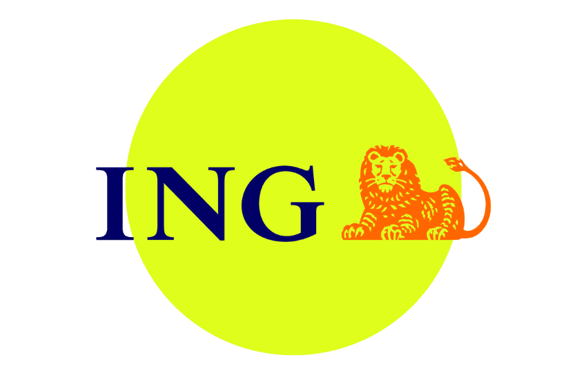 logo ING con letras de color y fondo color verde