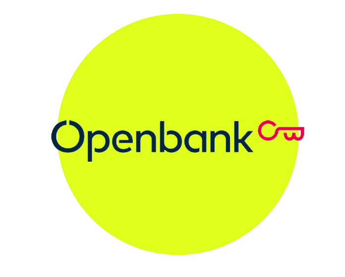 logo Openbank con letras de color y fondo color verde