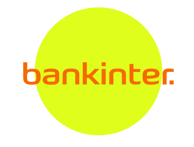 logo bankinter con letras de color y fondo color verde