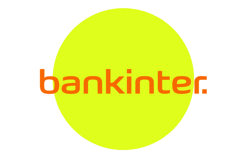 logo bankinter con letras de color y fondo color verde