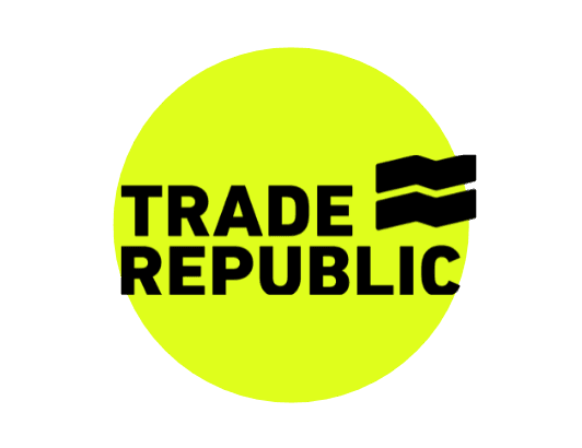 logo de banco trade republic con letras negras y fondo amarillo