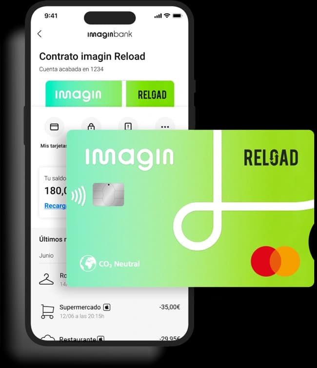 telefóno con la entrada de la app de la tarjeta prepago imagin