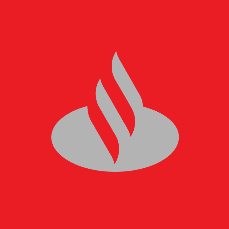 logo de santander con su icono de llama en color blanco y fondo rojo