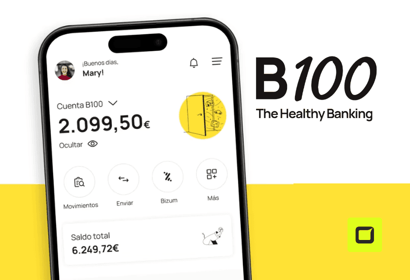 Aplicación de B100, con el logo de Rankiator