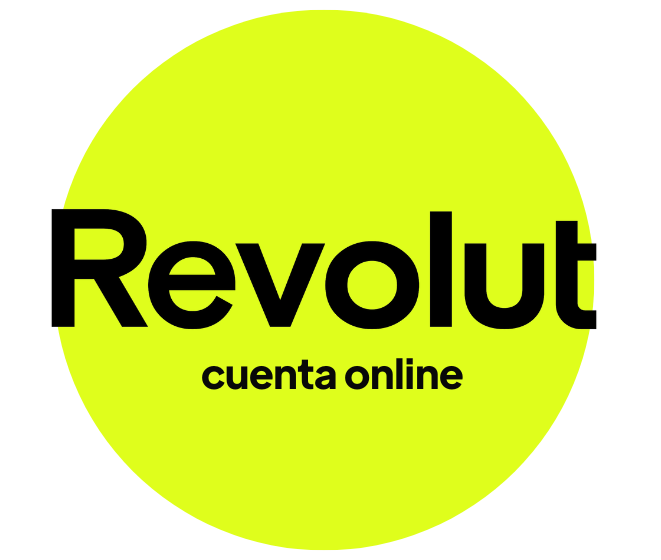 Logo de revolut cuenta online, con letras negras y fondo amarillo