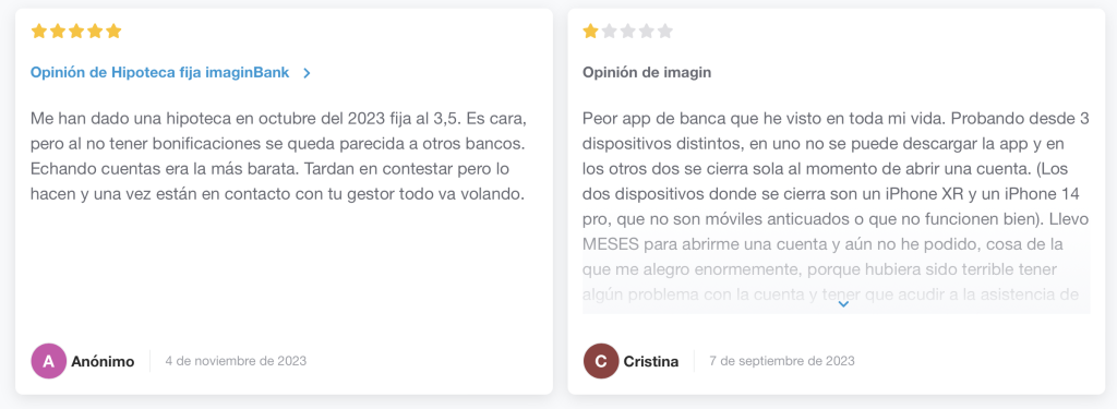 opiniones de la cuenta online de imagin 