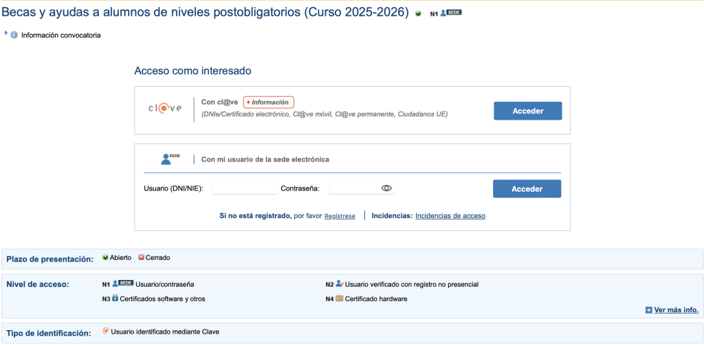 paso 1 para la solicitar la beca mec 2026/2027