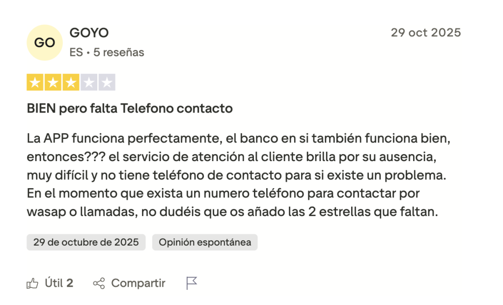 Reseña de tres estrellas de Trade Republic sobre la APP del usuario real Goyo en Trustpilot