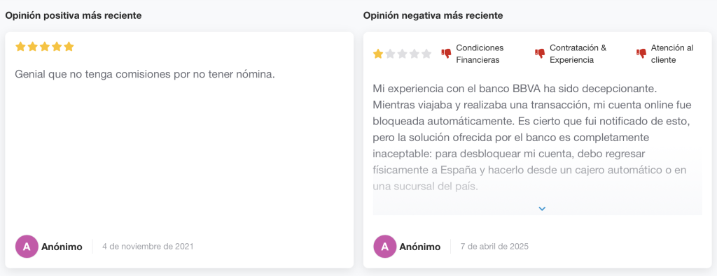 opiniones de diversos usuarios anonimos sobre la cuenta bbva joven, en donde cuentan si es una buena cuenta pero tambien habla de las cosas que no les a gustado