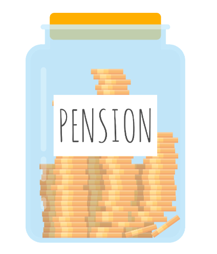 dinero en un embase que dice pensión