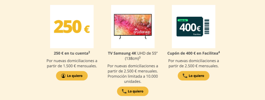 productos que ofrece CaixaBank por domiciliar tu nomina