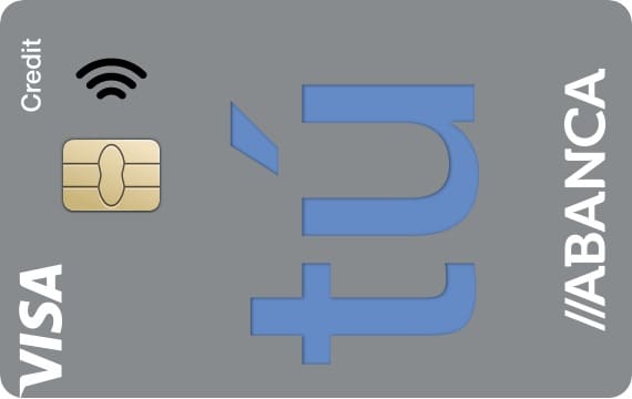 tarjeta abanca tu con su logo y de color gris, con letras azules