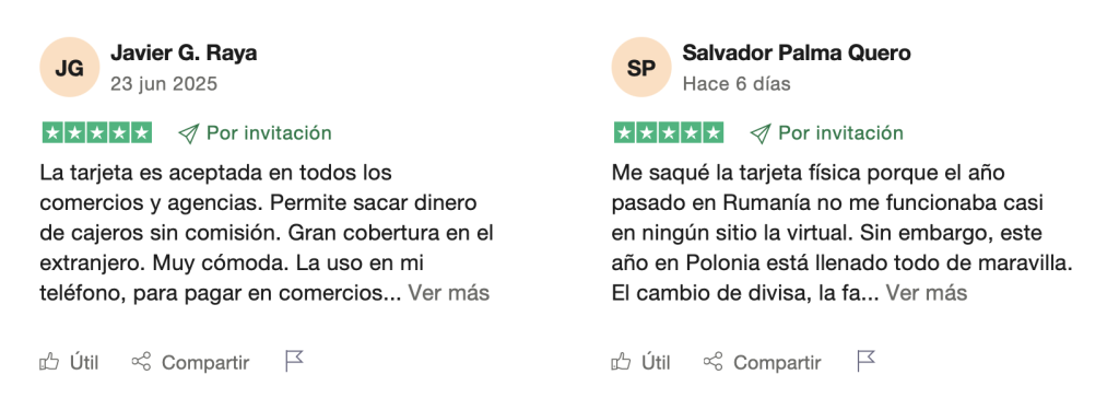 Opiniones reales de los clientes sobre la tarjeta de revolut para viajar 