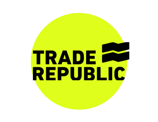 logo de banco trade republic con letras negras y fondo amarillo para cuenta conjunta trade republic