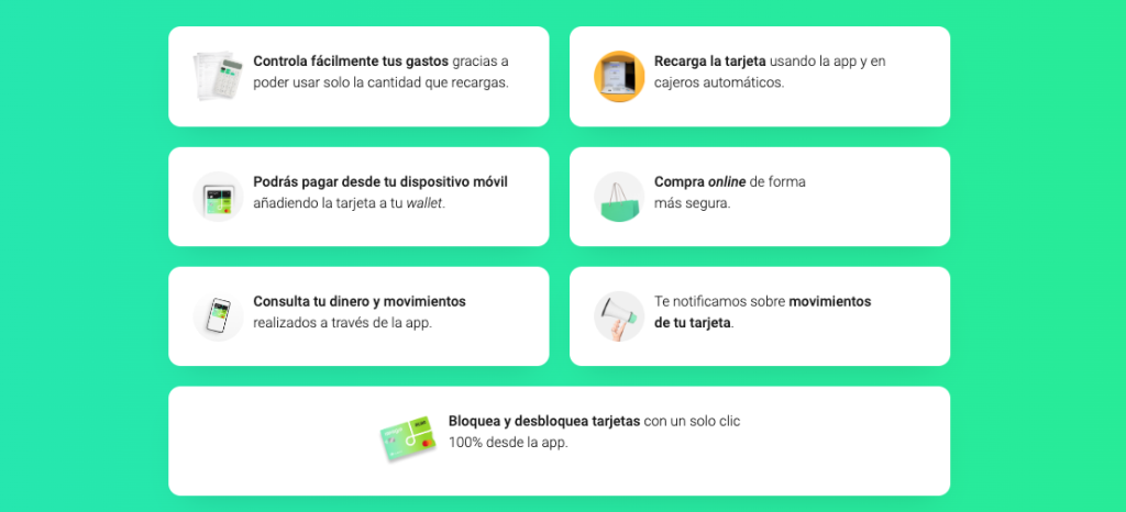 ventajas y funciones de la tarjeta prepago Imagin
