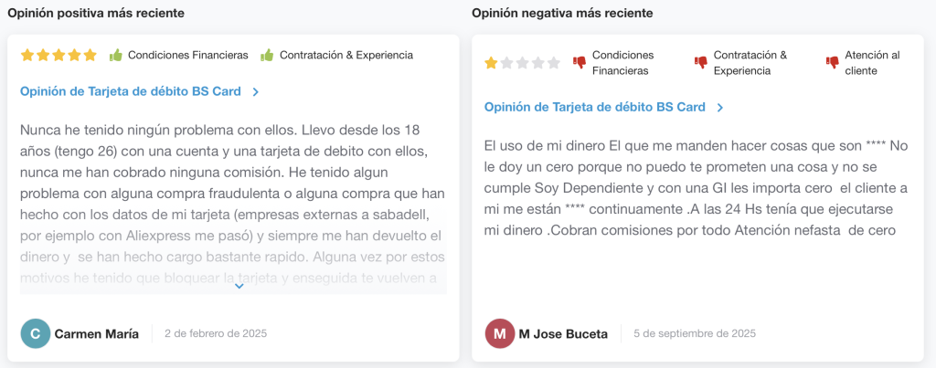 Opinion de la tarjeta prepago sabadell segun los usuarios