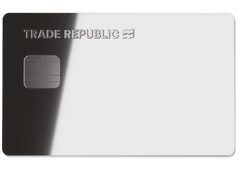 tarjeta trade republic color plateada con logo de trade republic en la esquina superior izquierda y chip