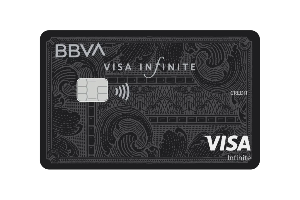 tarjeta infinite bbva con un diseño sobrio y seguro sin números a la vista