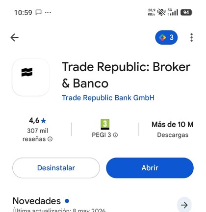 captura de pantalla del play store para descargar trade republic en un móvil